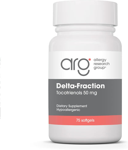 Allergy Research Group Delta-Fraction Tocotrienols - 50 mg Vitamin E, Annatto, Gamma, Tocotrienols Only, Tocopherol-Free, Hypoallergenic Softgels - 75 Count