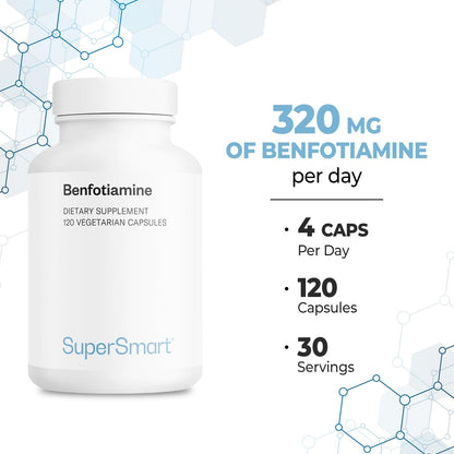 Supersmart - Benfotiamine 320mg per Day (High Strength) - Bio-available Thiamine - Vitamin B1 Supplement