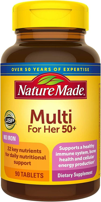 Nature Made Multi for Her 50+ Vitamin and Mineral Tablets, 360 Tablets (4 Bottles of 90)