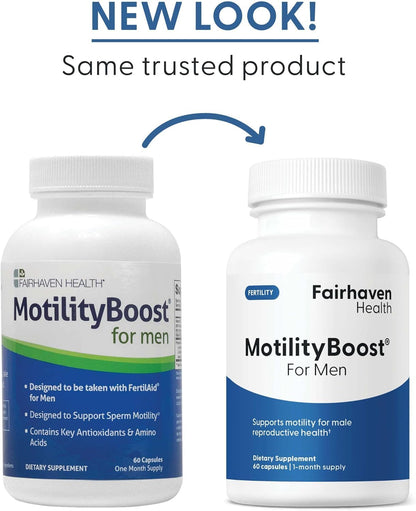 Fairhaven Health MotilityBoost for Men – Male Fertility Supplement with L-Carnitine, CoQ10 and B Vitamins (60 Capsules)