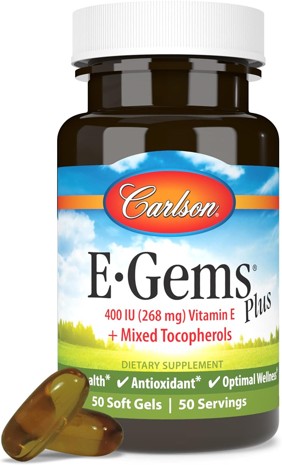Carlson Labs E-Gems Plus Natural Vitamin E, 400 IU, 50 Softgels - görsel 5