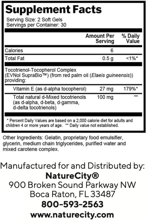 NatureCity True-E Full Spectrum Tocotrienols Vitamin E & Natural Alpha Tocopherol Supplement - görsel 2