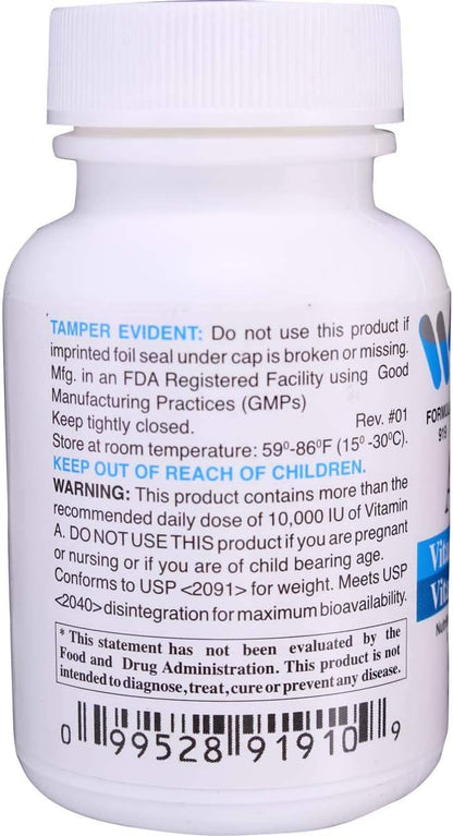 Wonder Laboratories Vitamin A 25,000 IU from Cod Liver Oil + Vitamin D3 1,000 IU