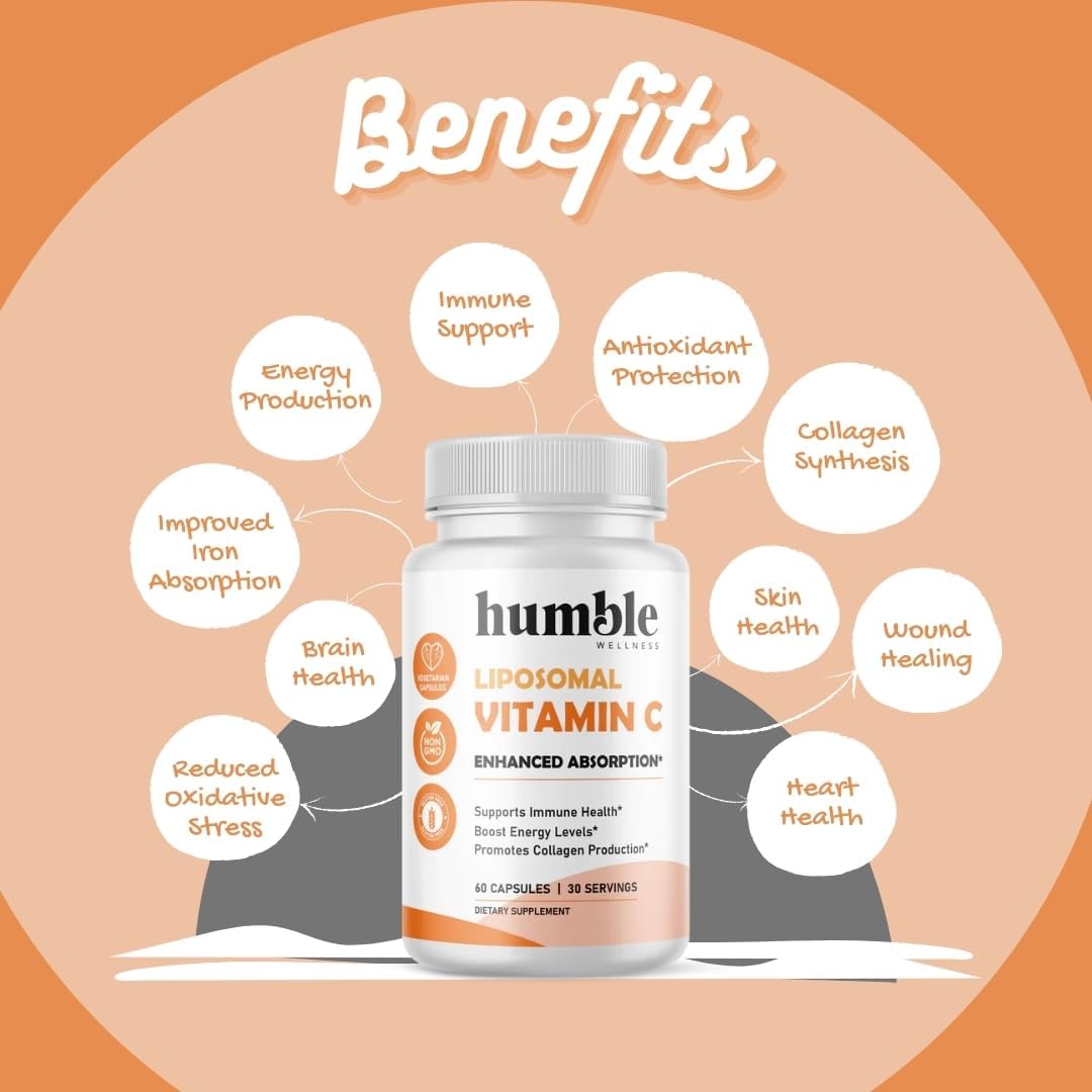 Humble Liposomal Vitamin C - Advanced Absorption Formula | Powerful Antioxidant, Immune Support, Brain Health | Non-GMO, Soya-Free, Gluten-Free, Dairy-Free - görsel 6