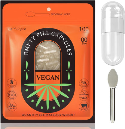 Empty Capsules 00 Separated, Vegan Capsules with Spoons and Medicine Bottle, for Filling Supplements, 1000 Count