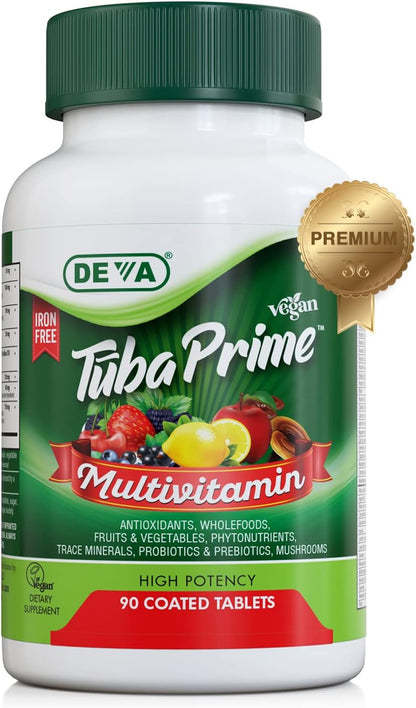 DEVA Tuba Prime Vegan Multivitamin Iron-Free - 90 Tablets (2-Pack)
