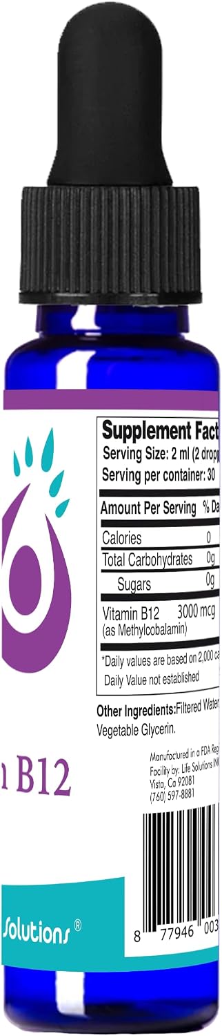 Life Solutions Liquid Vitamin B12 Methylcobalamin – Sublingual Drops, 59 ml - görsel 2