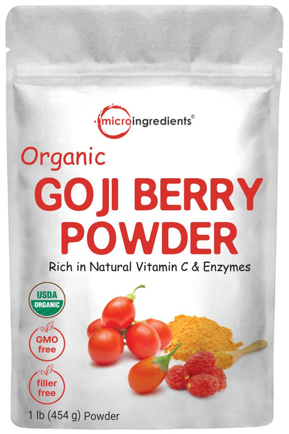 Organic Goji Powder, 454g | 100% Natural Fruit Source | Freeze-Dried Berries | Sulphate & Additive Free | Great Flavour for Drinks, Snacks & Beverages | Non-GMO & Vegan