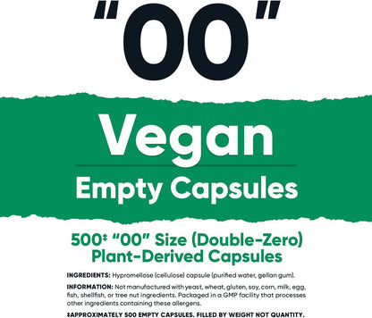 Nutricost Empty Capsules Size 00 Vegan - 500 Clear Empty Plant-Based Capsules - Kosher Certified, Halal Certified, Non-GMO, Soya Free, Gluten-free, Vegetarian