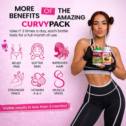 Curvy Pack – Aguaje + Maca 3 Capsules for Curves and Energy – 1 Month Supply