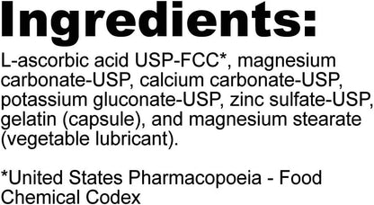 NutriBiotic Buffered Vitamin C, 500 mg, 100 Capsules - Pharmaceutical Grade with Minerals