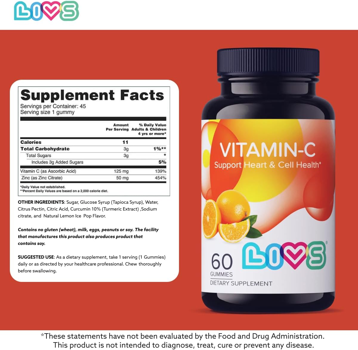 LIVS Vitamin C 250mg Gummies - Immune Support, Vegan, Non-GMO, Gluten-Free - 60 Count - görsel 5