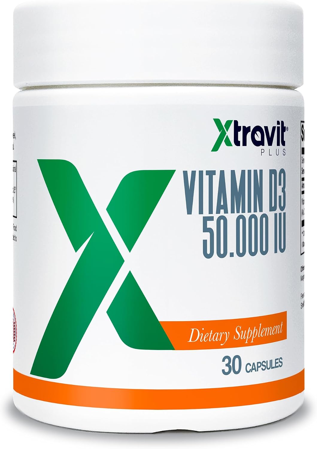 Xtravit Vitamin D Supplement – Natural High-dose Vitamin D3 for Men & Women – Supports Bones & Immunity – Non-GMO – No Gluten, Sugar, or Fillers, 50000 IU of D3, 30 Capsules - görsel 1