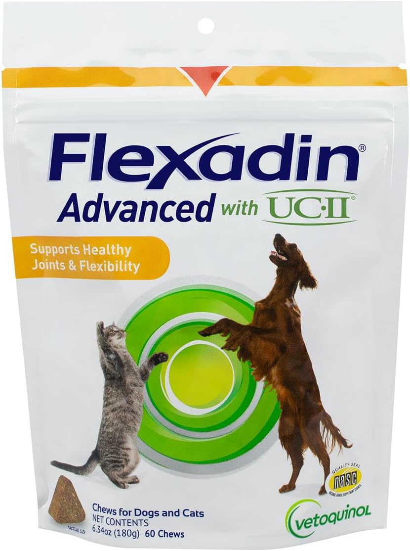 Vetoquinol Flexadin Advanced Hip and Joint Supplement with Undenatured Collagen for Dogs and Cats, 30 Chews - görsel 9