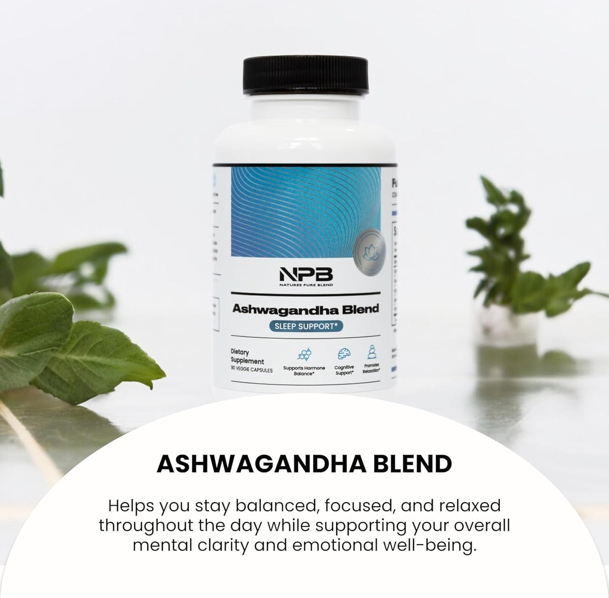 Nature's Pure Blend Organic Ashwagandha Complex – Stress and Mood Support – 60 Vegan Capsules - görsel 5