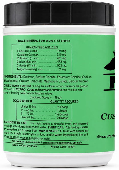 NUPRO Custom Electrolytes for Dogs - Hydration Support for Active and Working Dogs