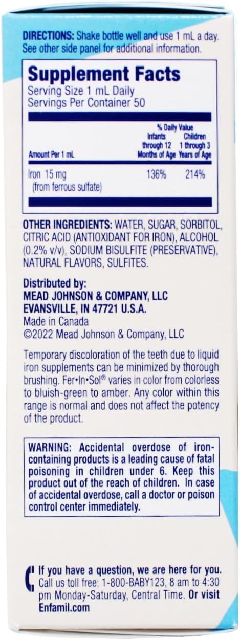 Enfamil Fer-in-Sol Iron Supplement Drops, for Infants and Toddlers - 50 mL - görsel 4
