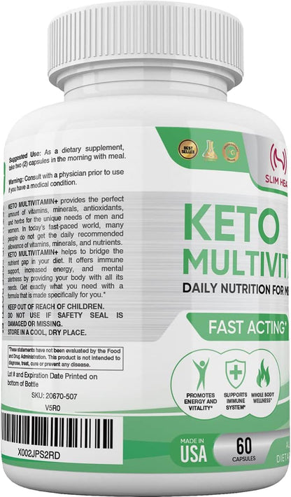 Keto Multivitamin for Women and Men – 35 Potent Ingredients for Immune Support – Non-GMO, Gluten-free, Sugar Free – 30-Day Supply