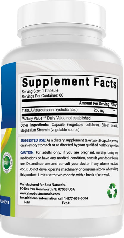 Best Naturals TUDCA 250mg - 60 Vegetarian Capsules