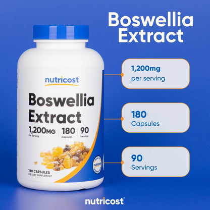 Nutricost Boswellia Extract 180 Capsules - 1,200mg per Serving, 90 Servings - Gluten-free, Non-GMO, Vegan
