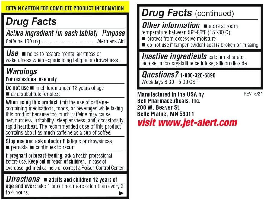 Jet-Alert Caffeine Tablets 100 mg, 120 Tablets - görsel 3