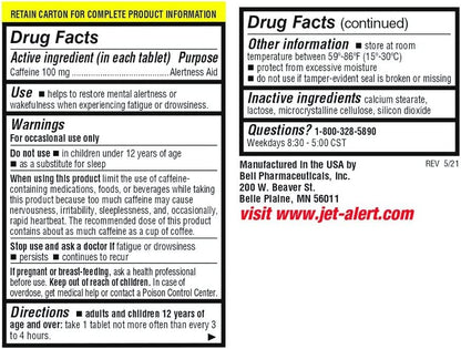 Jet-Alert Caffeine Tablets 100 mg, 120 Tablets