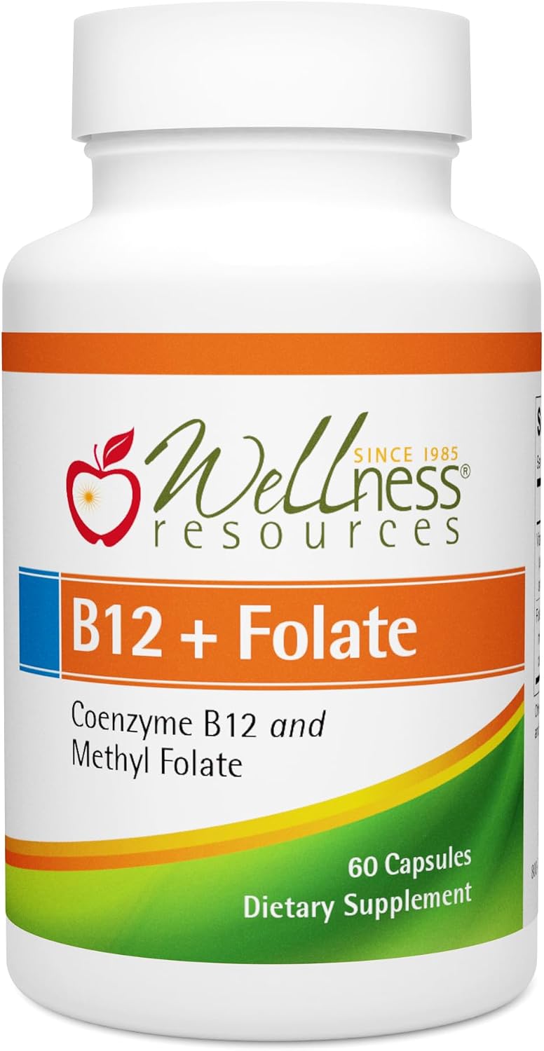 Wellness Resources B12 and Folate - Methyl B12 1000 & Methylated Folate, High Absorption, Gluten-free, for MTHFR Support - görsel 1