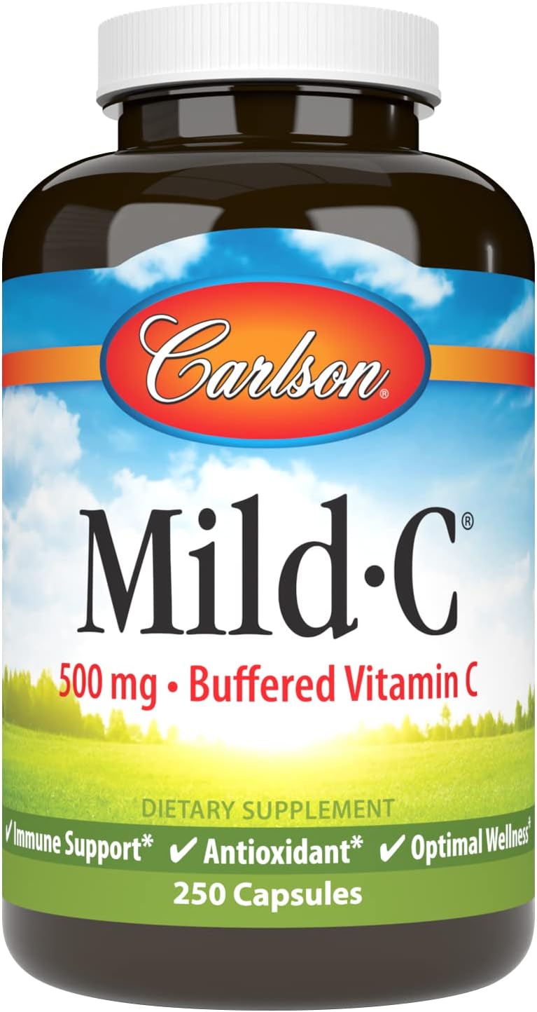 Carlson Mild-C 500 mg Buffered Vitamin C – 250 Capsules - görsel 1