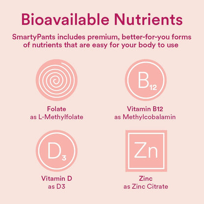 SmartyPants Women's Multivitamin Gummies: Omega 3 Fish Oil (EPA/DHA), Methylfolate, CoQ10, Vitamin D3, C, Vitamin B12, B6, A, K & Zinc, Inositol, Gluten-free, 180 Count (30 Day Supply)