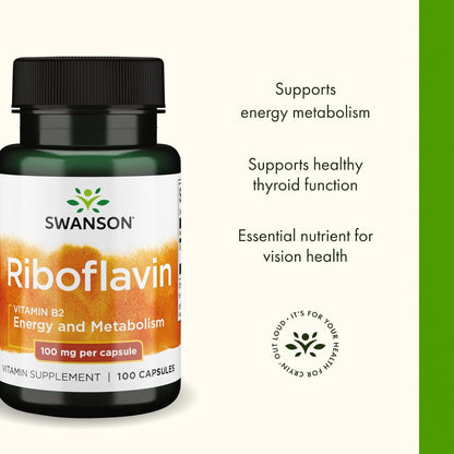 Swanson Vitamin B2 (Riboflavin) 100 mg - 100 Capsules