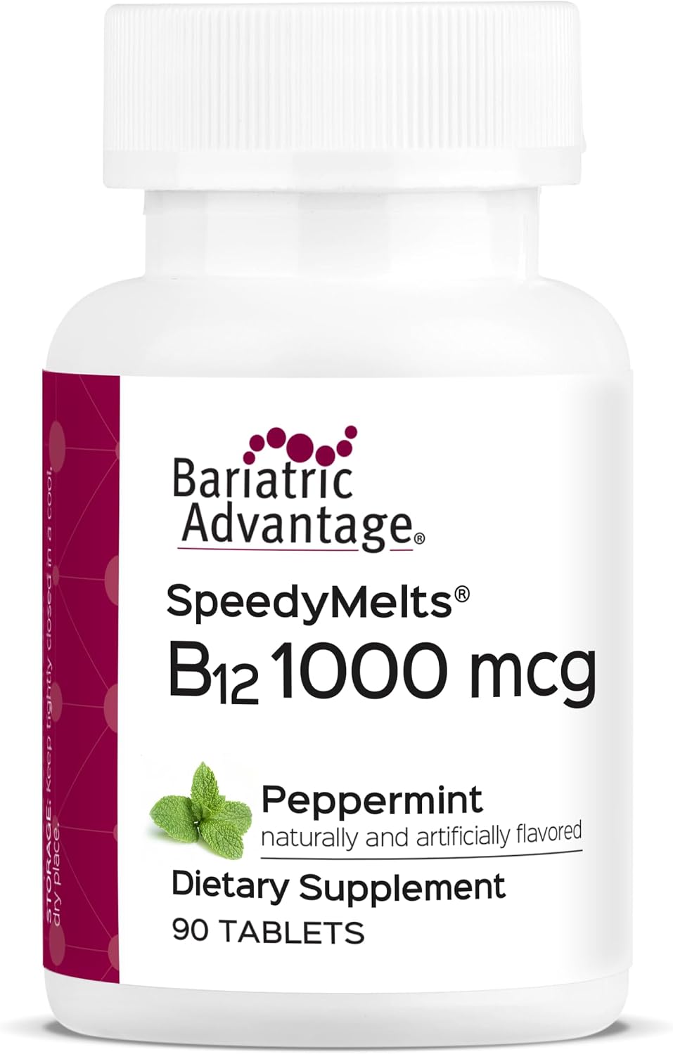 Bariatric Advantage SpeedyMelts B12 1000 mcg - Fast-Dissolving with 200 mcg Folic Acid - Peppermint Flavour - 90 Count - görsel 1