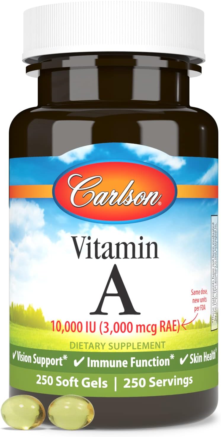 Carlson - Vitamin A, 10000 IU (3000 mcg RAE), Vision Health, 250 Softgels - görsel 5