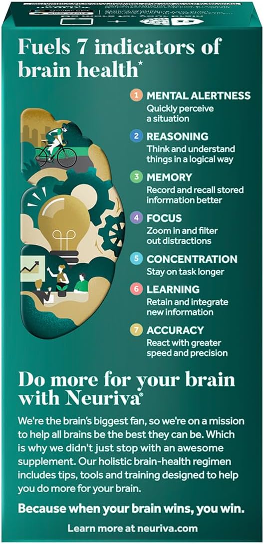 NEURIVA Ultra Decaf Brain Supplement – Clinically Tested Nootropic for Memory, Focus and Concentration – 60 Capsules (2-Pack) - görsel 6