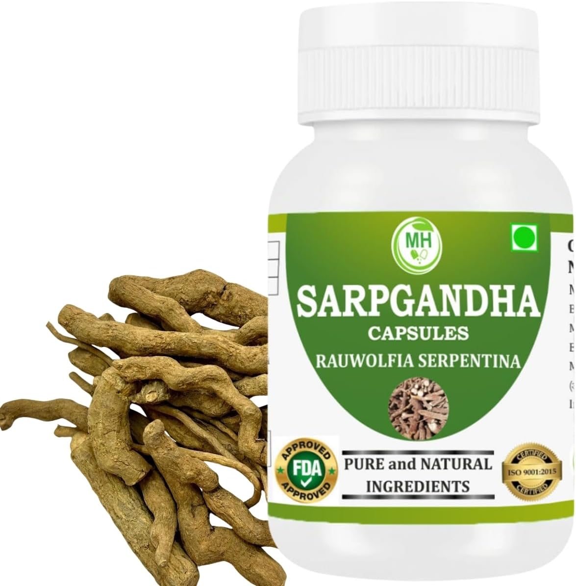Morsan Health care Rauwolfia Serpentina (Sarpgandha) Capsules – 60 Veg Capsules, 500 mg Herbal Extract - görsel 1