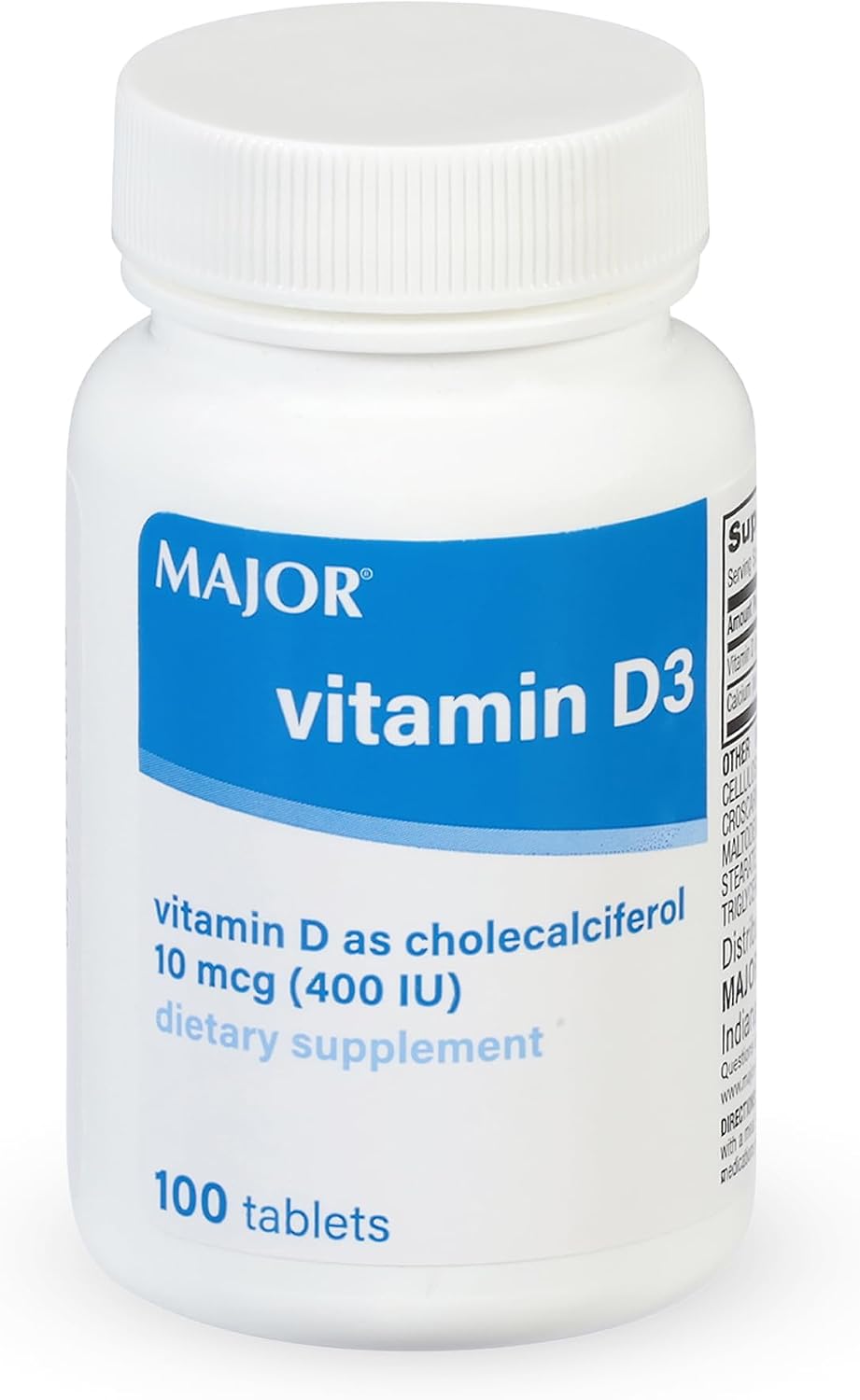 MAJOR Vitamin D3 10mcg (400 IU) with Calcium – Food Supplement – 100 Tablets - görsel 1