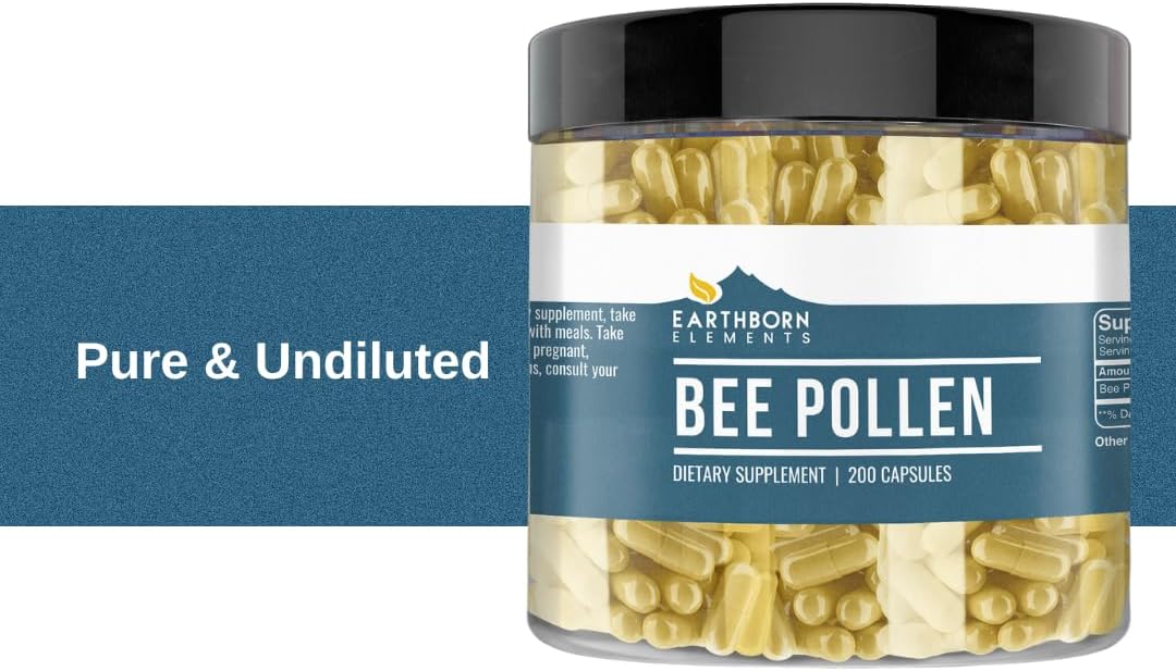 Earthborn Elements Bee Pollen 200 Capsules, Pure & Undiluted, No Additives – Image 4