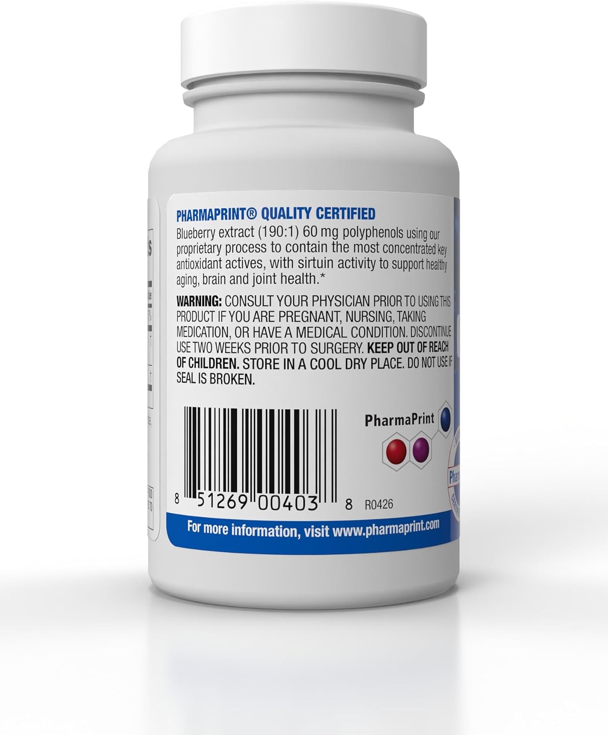 PharmaPrint BlueX - 190:1 Blueberry Extract Food Supplement, 30 Capsules - görsel 2