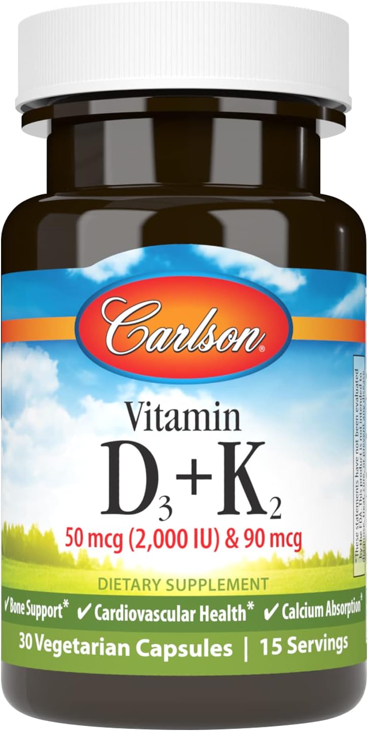 Carlson Vitamin D3 + K2, 2000 IU (50 mcg) D3 & 90 mcg K2 as MK-7, 60 Capsules - görsel 10