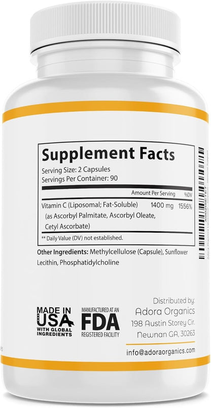 Liposomal Vitamin C - 1400mg per Serving, 180 Capsules