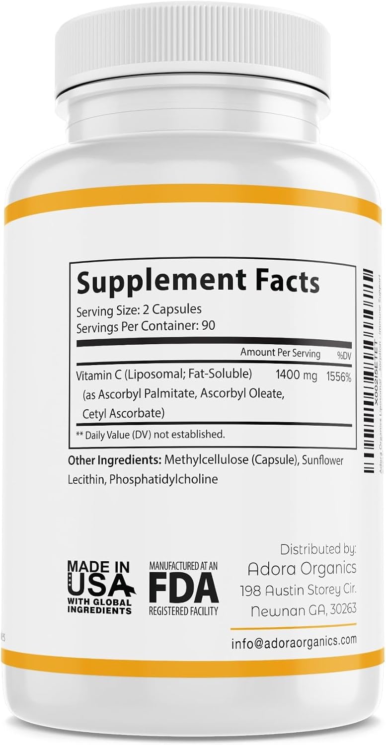 Biodora Liposomal Vitamin C – 1400mg per Serving, 180 Capsules - görsel 2