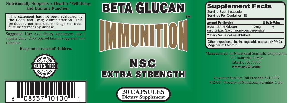 NSC-100 Extra Strength Beta Glucan – Immune Support Supplement, 30 Capsules - görsel 2