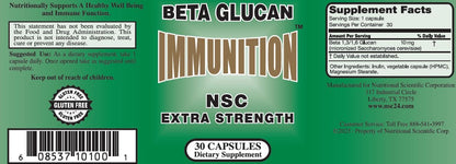 NSC-100 Extra Strength Beta Glucan – Immune Support Supplement, 30 Capsules