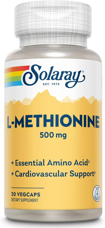 SOLARAY L-Methionine Supplement, 500 mg, 30 Capsules