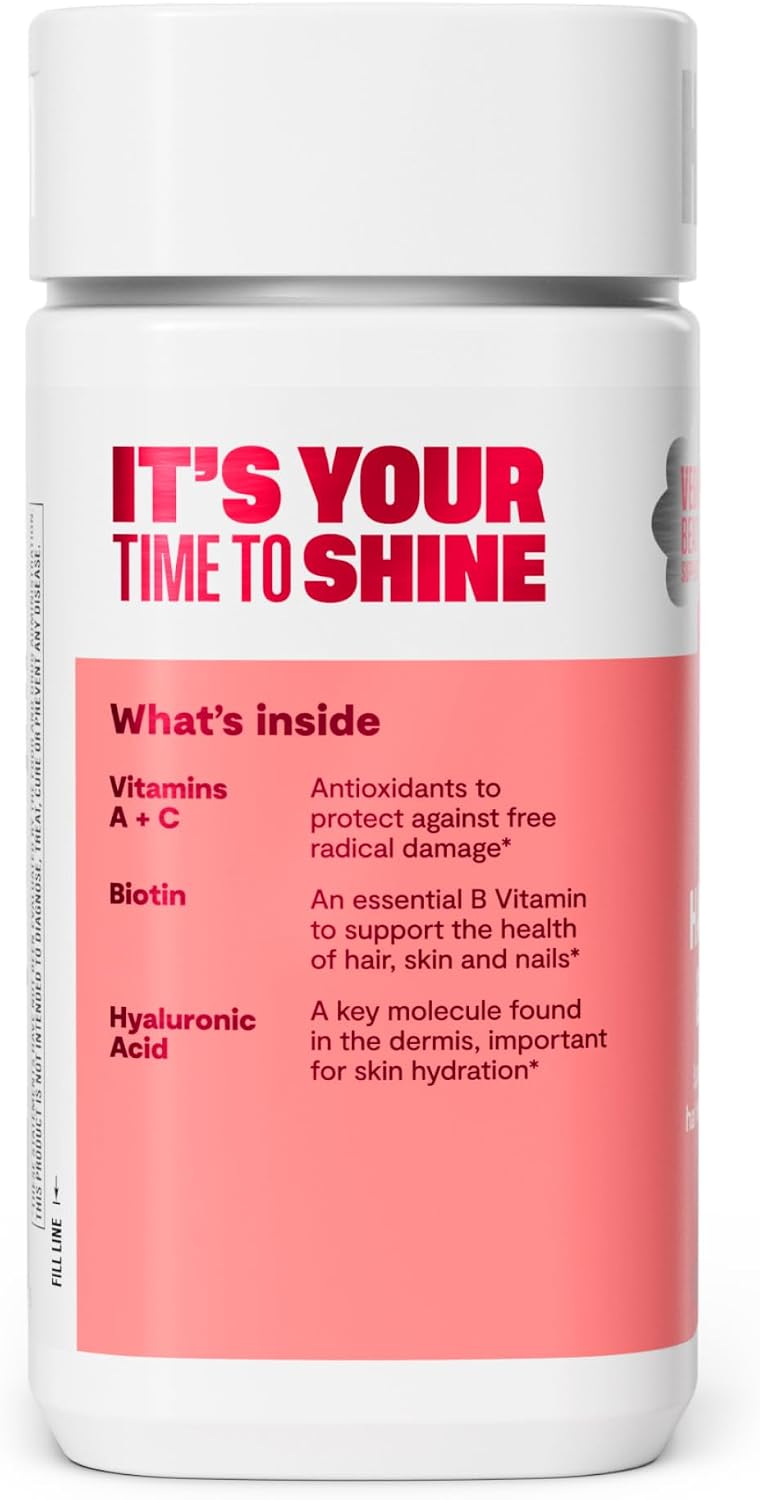 Habit Hair, Skin & Nails Supplement Twin Pack (120 Capsules) - New Look, Supports Skin Hydration, Hair & Nail Strength, Biotin 2000mcg, Vitamin A & C, Hyaluronic Acid, Rosehip, Vegan, Non-GMO - görsel 3