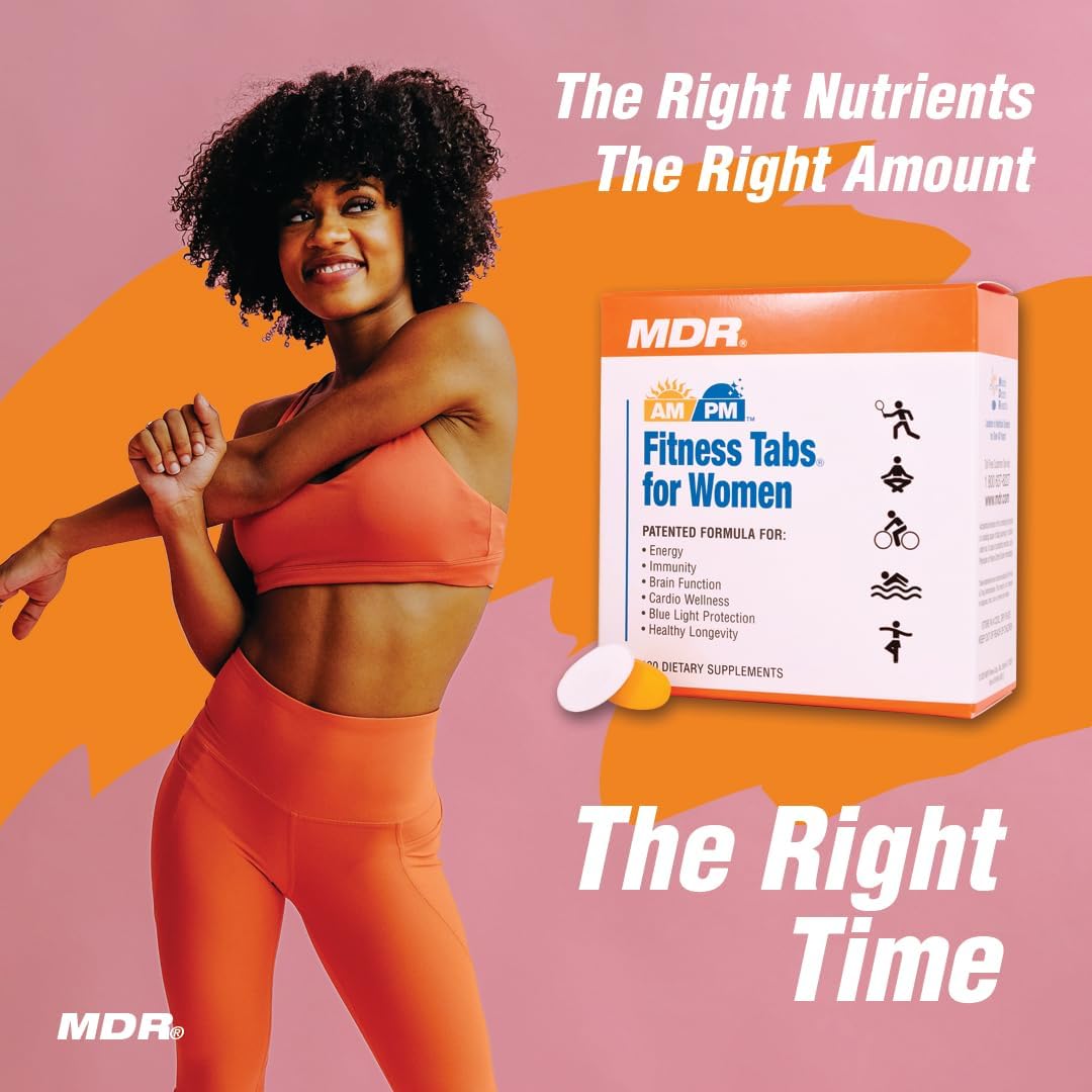 MDR Fitness Tabs Patented AM/PM Multivitamin for Women – Doctor Formulated Daily Supplement for Energy, ATP & NAD Production, Fitness, Immunity & Healthy Ageing – Gluten-free – 2 Month Supply - görsel 3