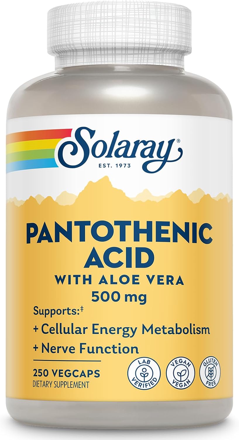 SOLARAY Pantothenic Acid 500mg – Vitamin B5 Supplement for Cellular Energy Support - görsel 1