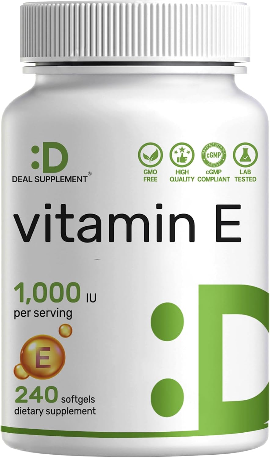 Vitamin E Supplements (1,000 IU) – 240 Softgels – Extra Strength Antioxidant Protection - görsel 1