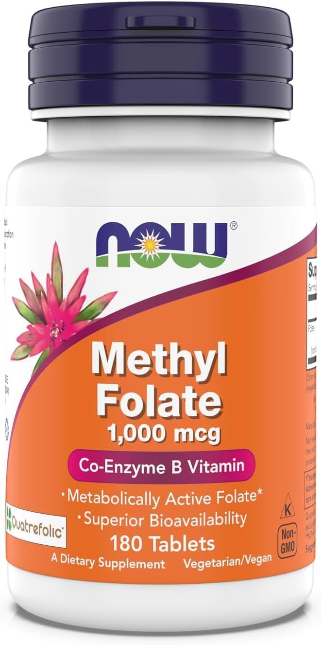 NOW Foods Methyl Folate 1,000 mcg - Metabolically Active Folate, 180 Tablets - görsel 1