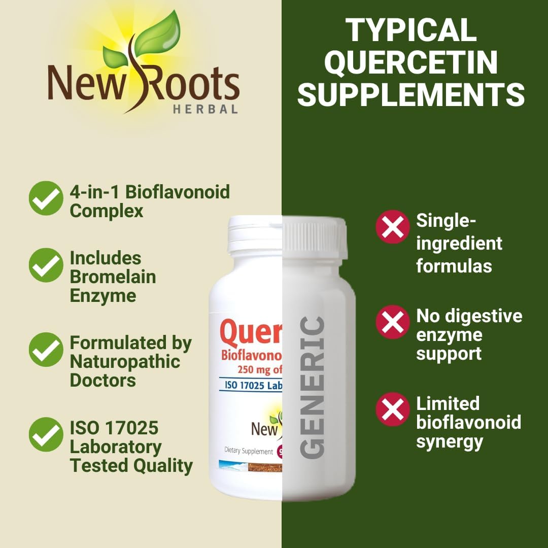 NEW ROOTS HERBAL Quercetin with Bromelain Capsules | 4-in-1 Formula | Immune System Support & Cardiovascular Health | 90 Vegetable Capsules, Non-GMO - görsel 5