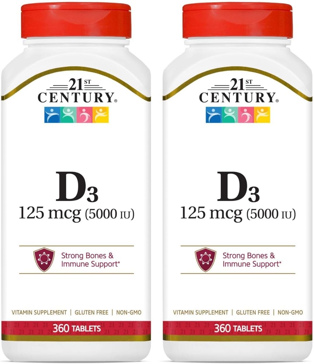 21st Century D 5000 IU Tablets with Calcium, 360 Count (Pack of 2) - görsel 1